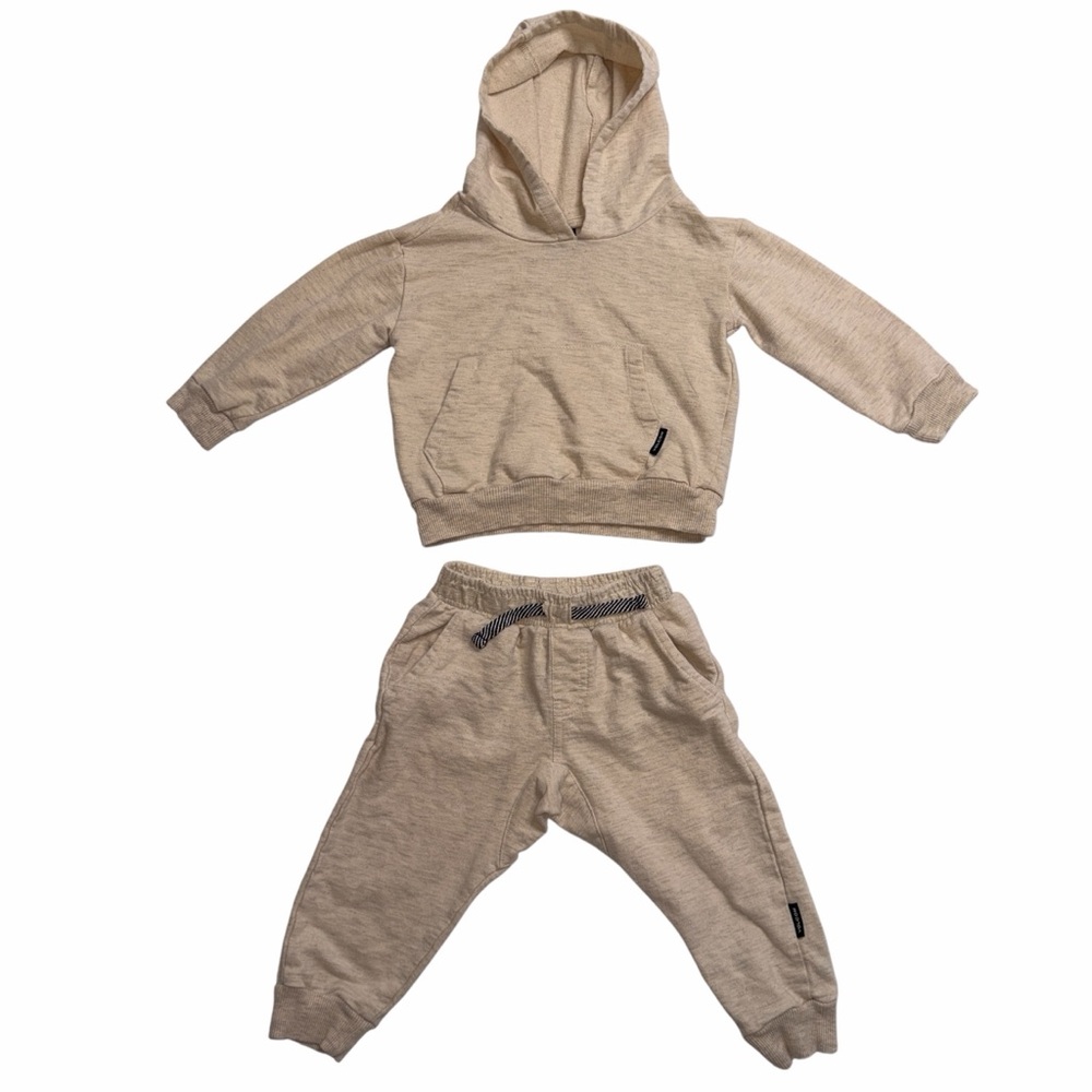 Volcom Kids Neutral Beige Sweatpants, Hoodie and Vest Set